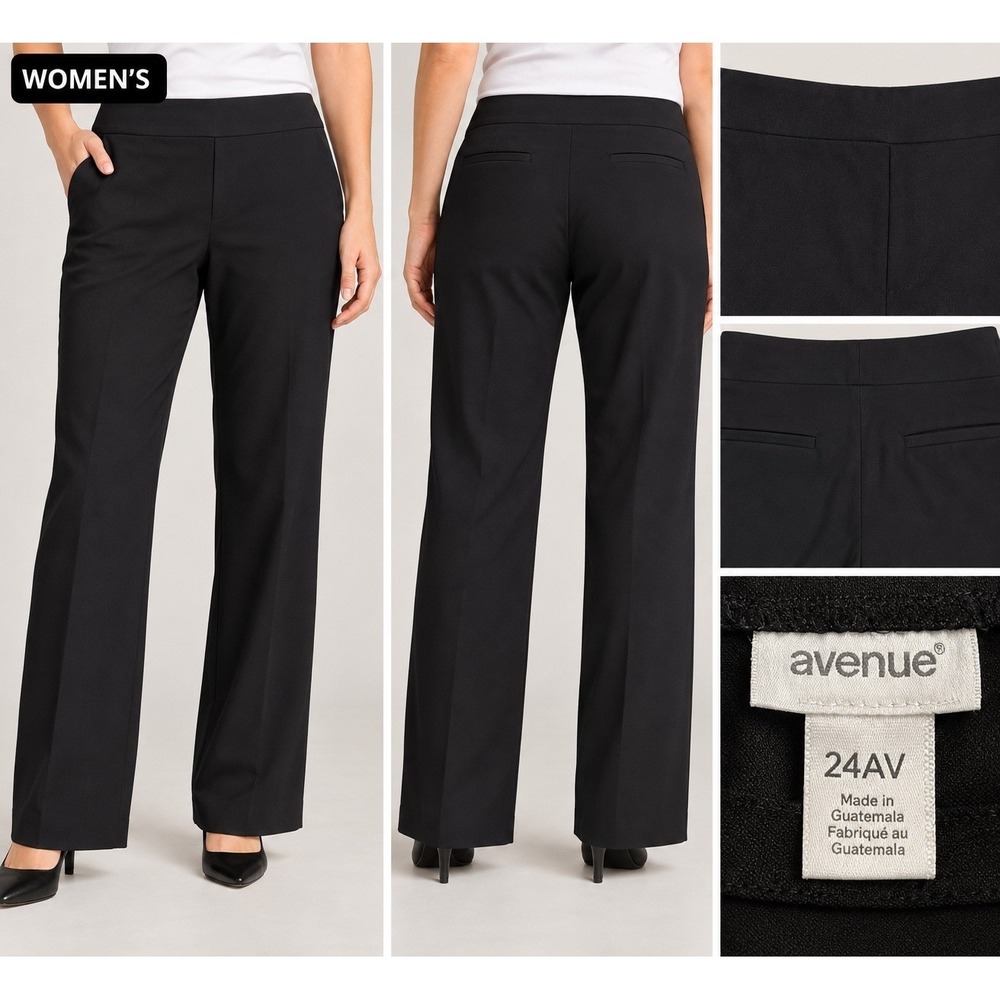 Avenue Straight Leg Trousers Women 24AV Black Office Siren Minimalist Stretch